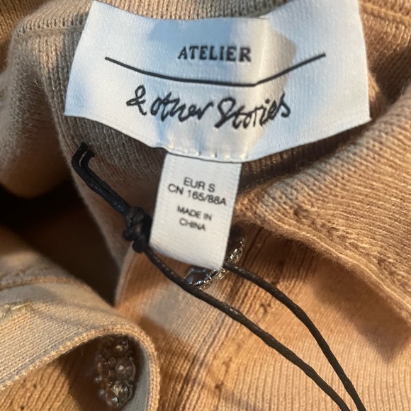 & Other Stories dress-ribbed sweater with rhinestone buttons, fits a S or XS NWT - Picture 7 of 12